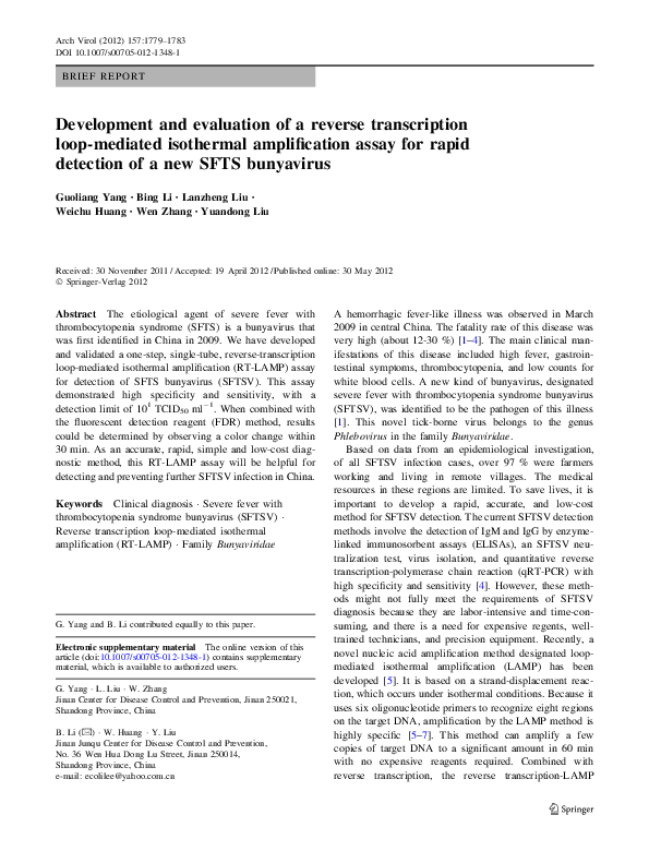 (PDF) Development and evaluation of a reverse transcription loop ...