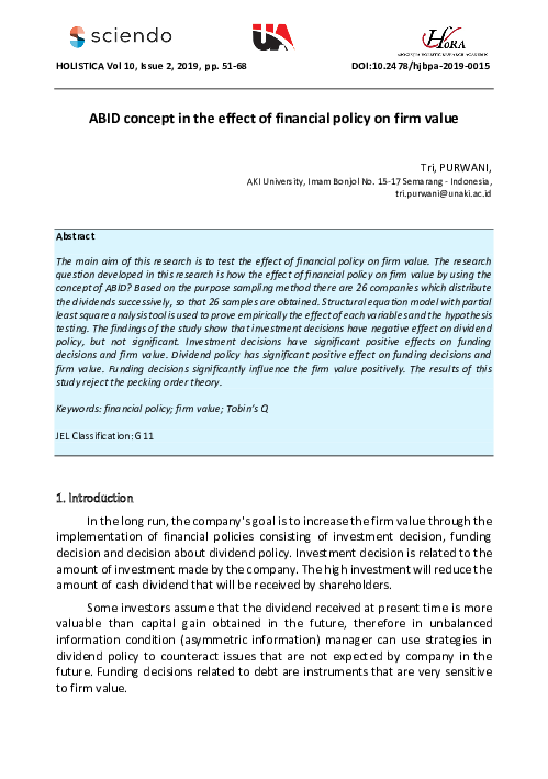 (PDF) ABID concept in the effect of financial policy on firm value