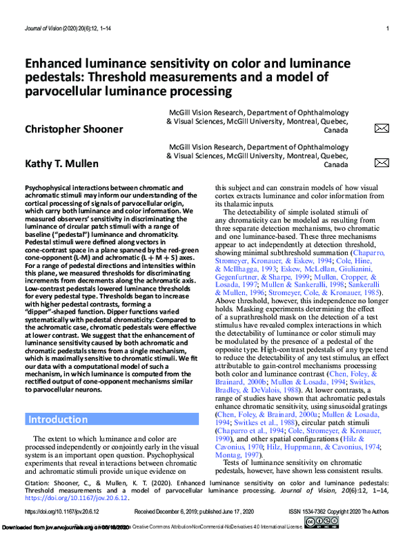(PDF) Enhanced luminance sensitivity on color and luminance pedestals ...