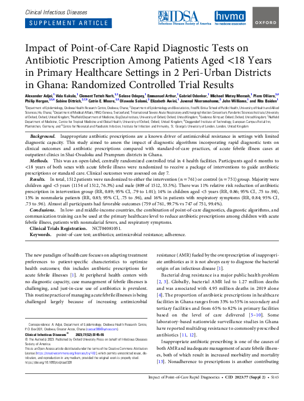 (PDF) Impact of Point-of-Care Rapid Diagnostic Tests on Antibiotic ...
