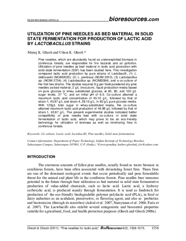 (PDF) Utilization of pine needles as bed material in solid state ...