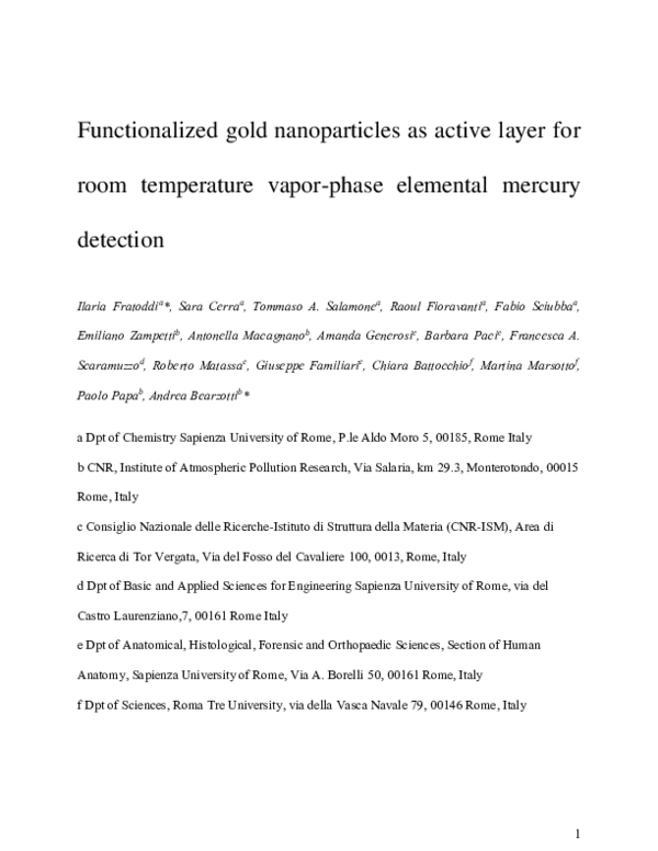 (PDF) Functionalized Gold Nanoparticles as an Active Layer for Mercury ...