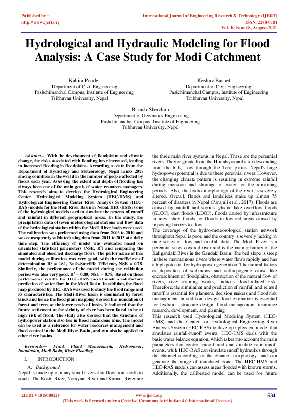 (PDF) Hydrological and Hydraulic Modeling for Flood Analysis: A Case ...