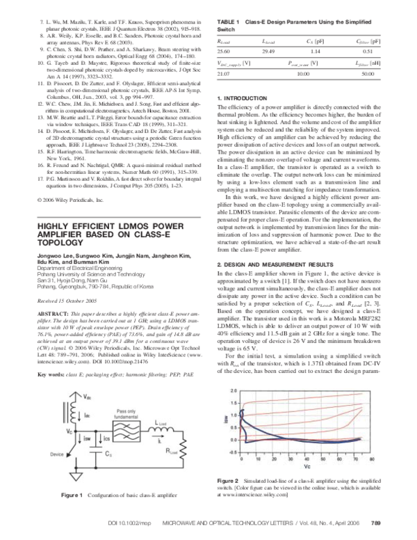 (PDF) Highly efficient LDMOS power amplifier based on class-E topology
