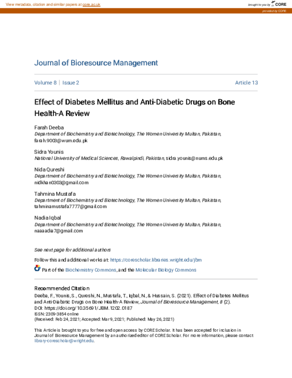 (PDF) Effect of Diabetes Mellitus and Anti-Diabetic Drugs on Bone ...