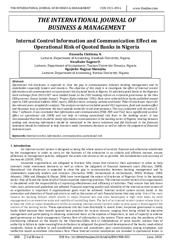 (PDF) THE INTERNATIONAL JOURNAL OF BUSINESS & MANAGEMENT