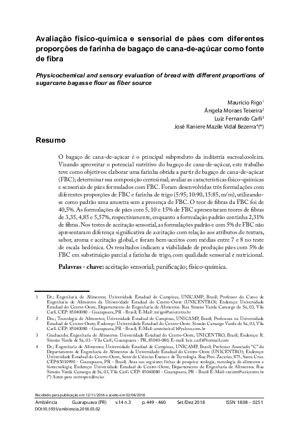 (PDF) Physicochemical and sensory evaluation of bread with different ...