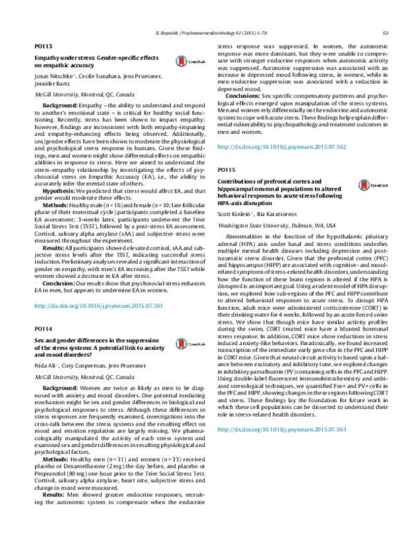 (PDF) Sex and gender differences in the suppression of the stress ...