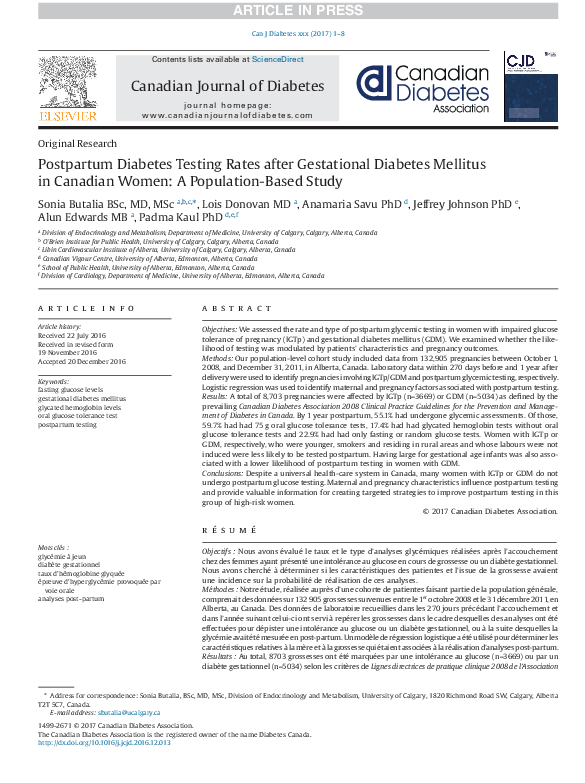 (PDF) Postpartum Diabetes Testing Rates after Gestational Diabetes ...