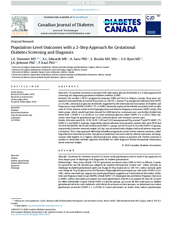 (PDF) Population-Level Outcomes with a 2-Step Approach for Gestational ...