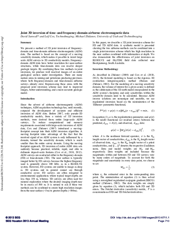 (PDF) Joint 3D inversion of time- and frequency-domain airborne ...