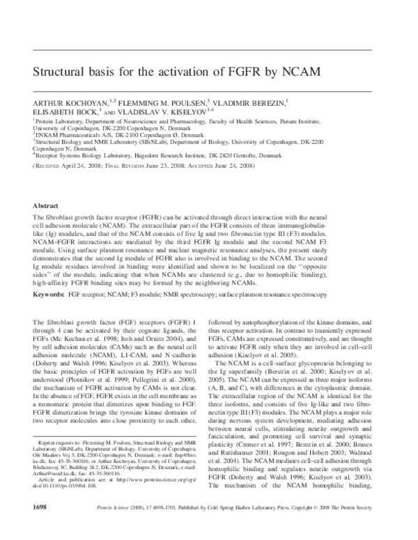 (PDF) Structural basis for the activation of FGFR by NCAM