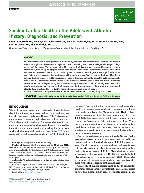 (PDF) Preventing Sudden Cardiac Death in Young Athletes