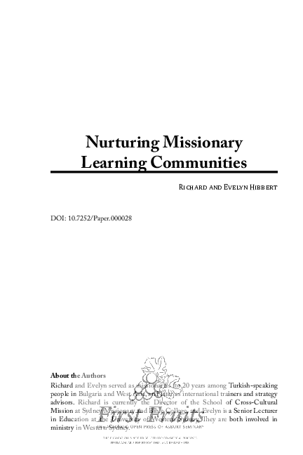 (PDF) Nurturing Missionary Learning Communities
