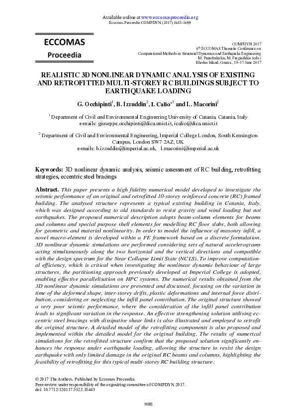 (PDF) Realistic 3D Nonlinear Dynamic Analysis of Existing and ...