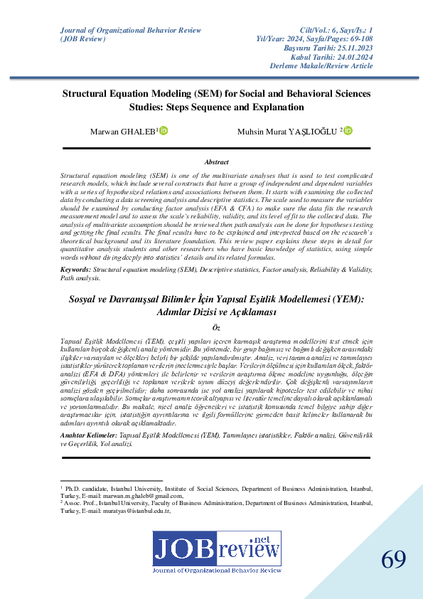 (PDF) Structural Equation Modeling (SEM) for Social and Behavioral ...