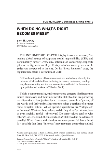 (PDF) When Doing What’s Right Becomes Messy
