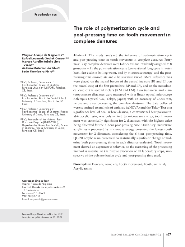 (PDF) The role of polymerization cycle and post-pressing time on tooth ...