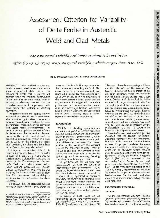 (PDF) Assessment criterion for variability of delta ferrite in ...