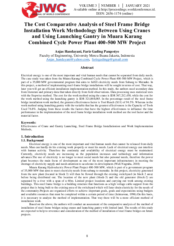 (PDF) The Cost Comparative Analysis of Steel Frame Bridge Installation ...