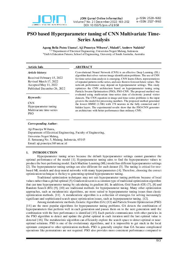 (PDF) PSO based Hyperparameter tuning of CNN Multivariate Time- Series ...