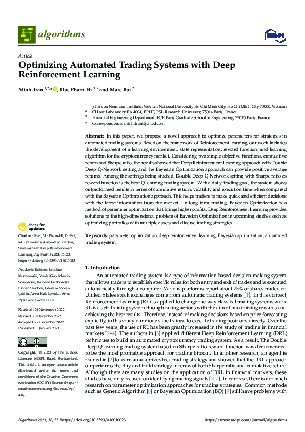 (PDF) Optimizing Automated Trading Systems with Deep Reinforcement Learning