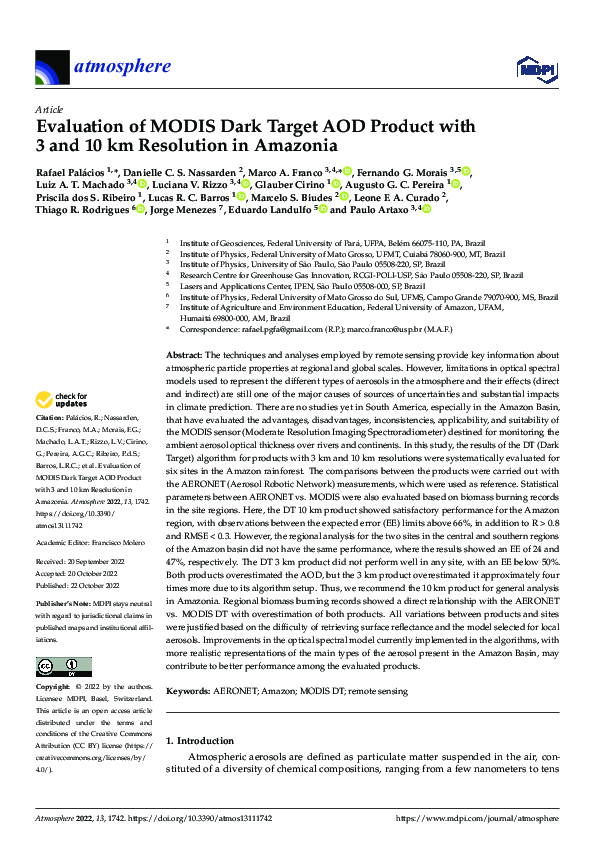 (PDF) Evaluation of MODIS Dark Target AOD Product with 3 and 10 km ...