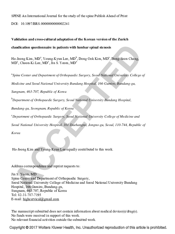 (PDF) Validation and cross-cultural adaptation of the Korean version of ...