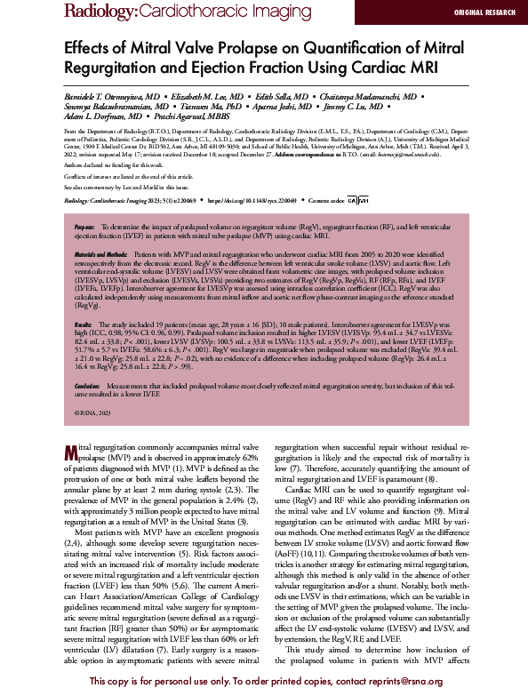 (PDF) Effects of Mitral Valve Prolapse on Quantification of Mitral ...