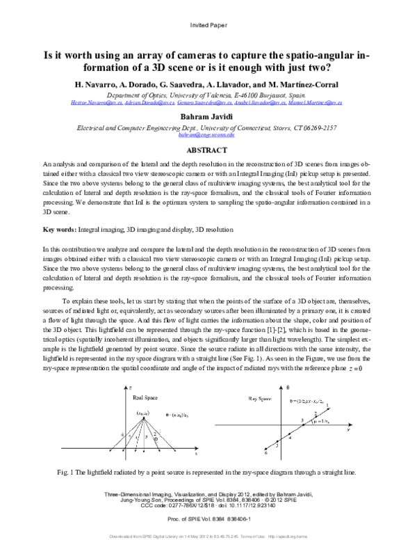 (PDF) Is it worth using an array of cameras to capture the spatio ...
