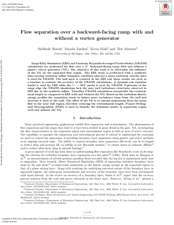 (PDF) Flow separation over a backward-facing ramp with and without a ...