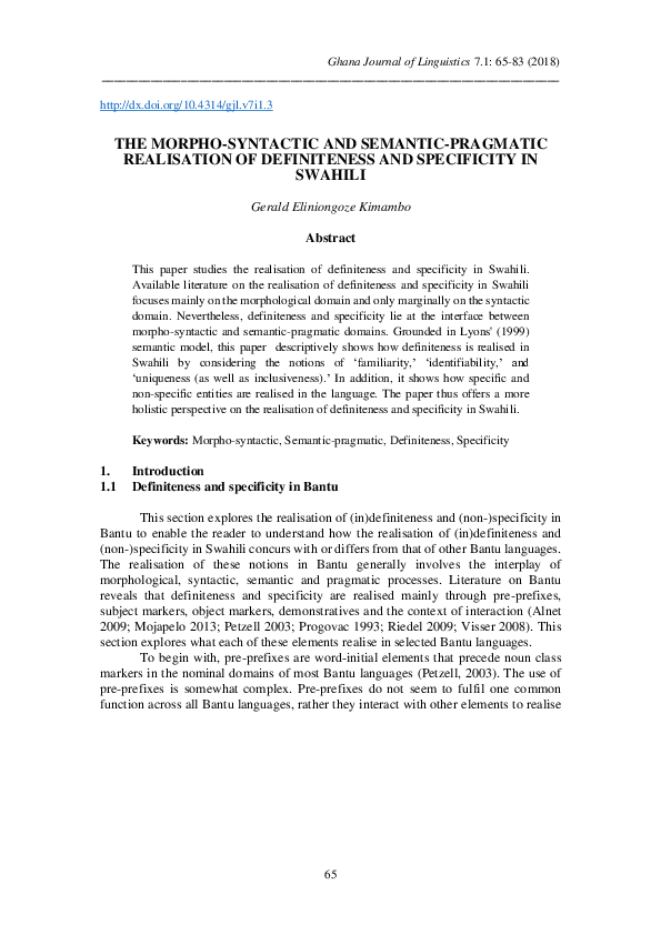 (PDF) THE MORPHO-SYNTACTIC AND SEMANTIC-PRAGMATIC REALISATION OF ...
