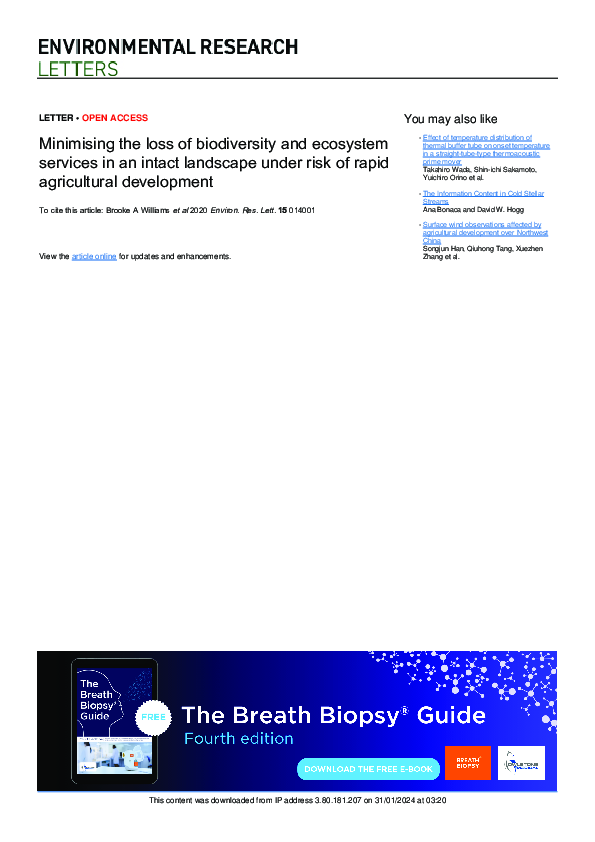 (PDF) Minimising the loss of biodiversity and ecosystem services in an ...