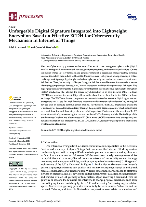 (PDF) Unforgeable Digital Signature Integrated into Lightweight ...