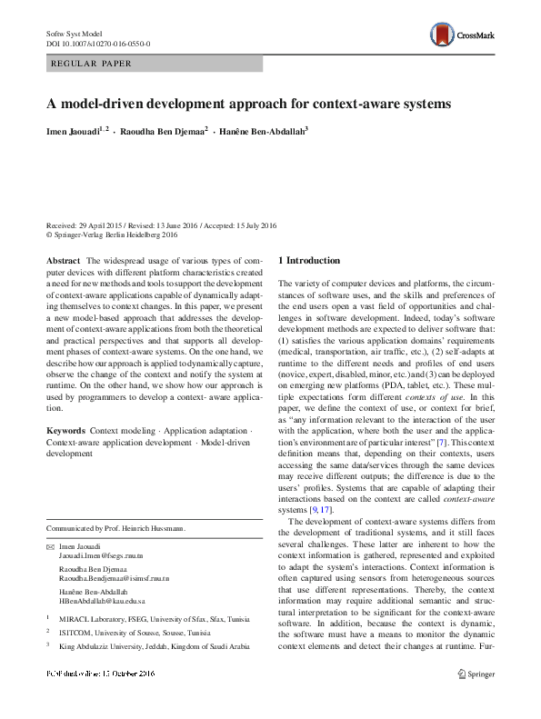 (PDF) A model-driven development approach for context-aware systems