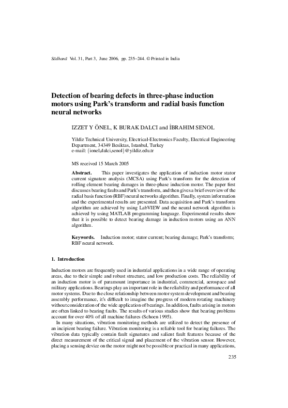 (PDF) Detection of bearing defects in three-phase induction motors ...