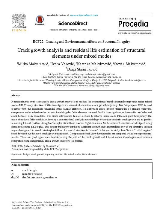 (PDF) Crack growth analysis and residual life estimation of structural ...
