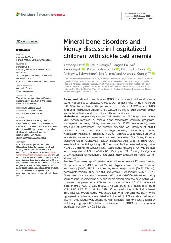 (PDF) Mineral bone disorders and kidney disease in hospitalized ...