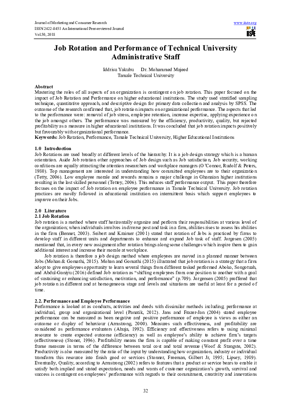 (PDF) Job Rotation and Performance of Technical University ...