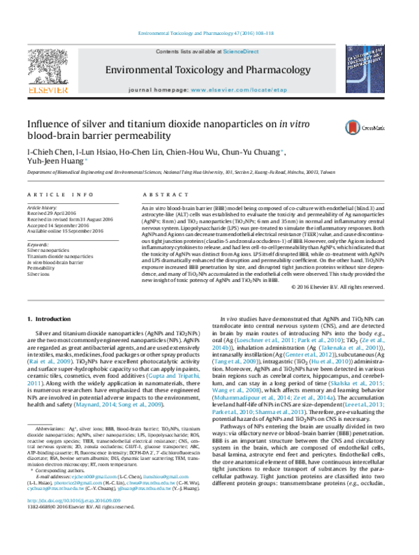 (PDF) Influence of silver and titanium dioxide nanoparticles on in ...