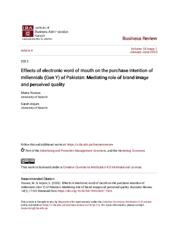 (PDF) Effects of electronic word of mouth on the purchase intention of ...