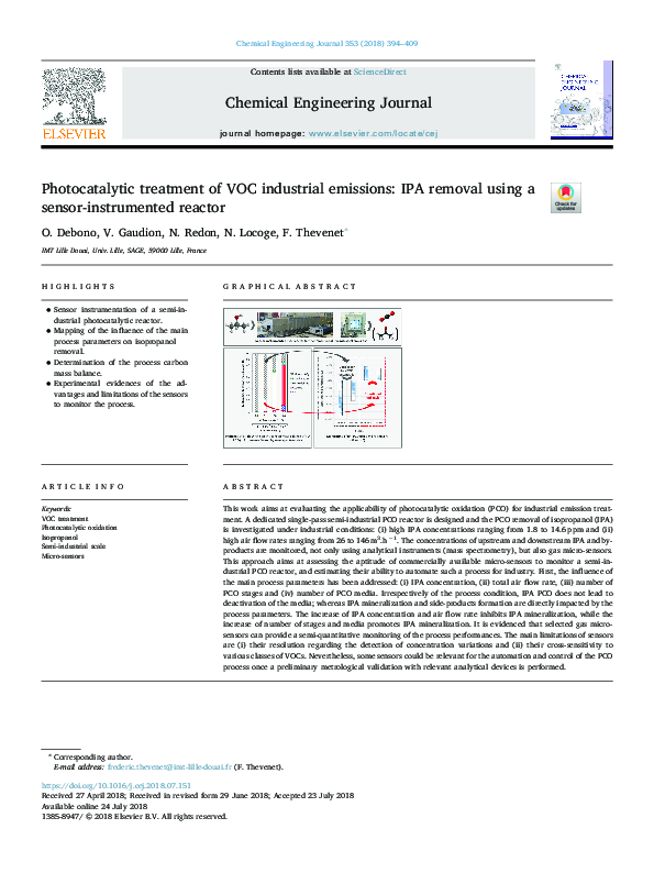 (PDF) Photocatalytic treatment of VOC industrial emissions: IPA removal ...