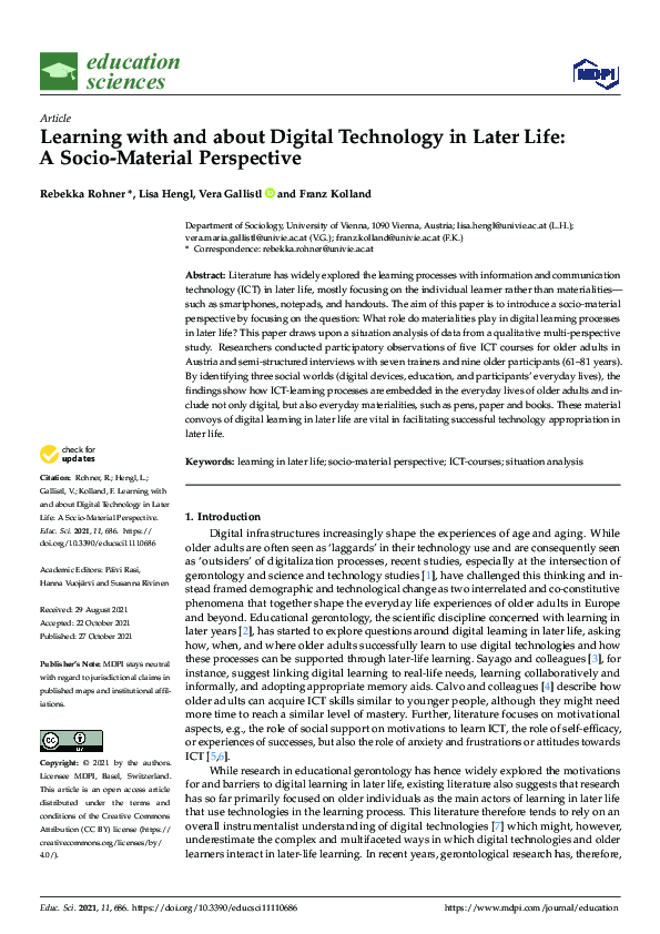 (PDF) Learning with and about Digital Technology in Later Life: A Socio ...