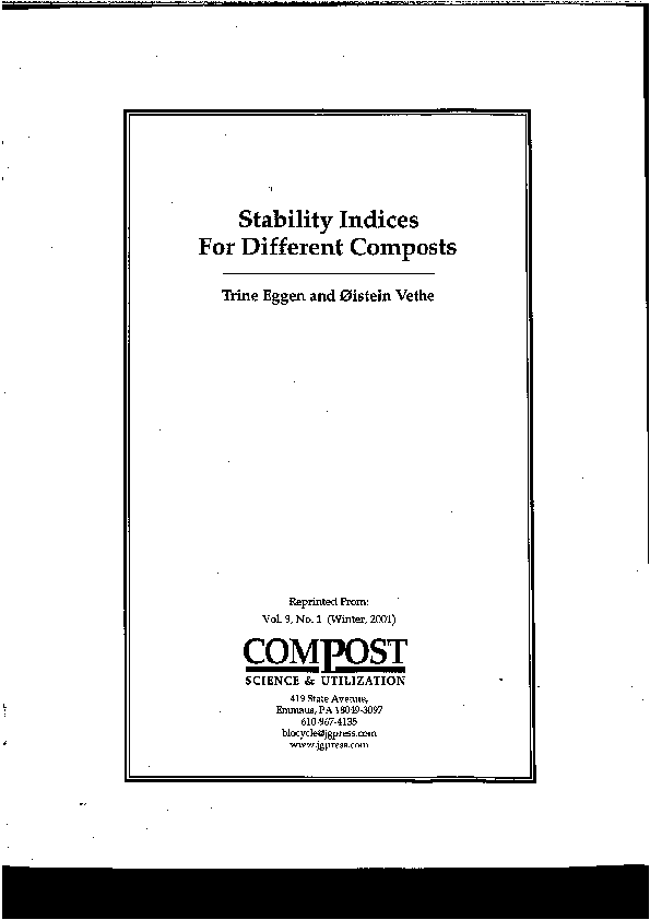 (PDF) Stability Indices For Different Composts