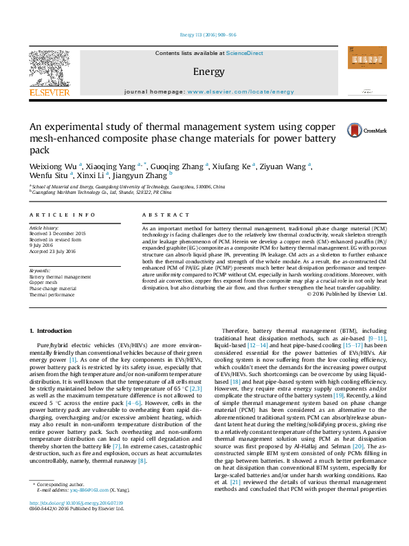 (PDF) An experimental study of thermal management system using copper ...
