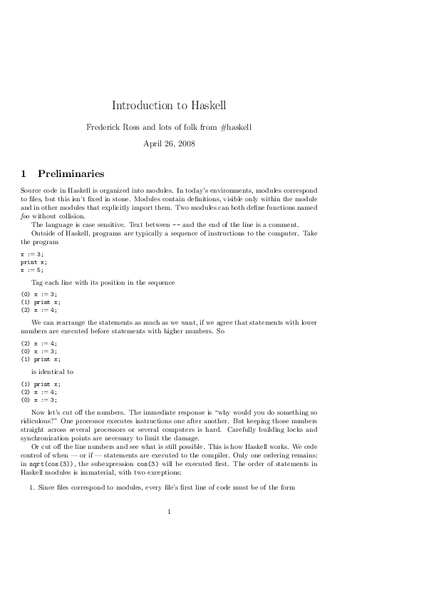 (PDF) Introduction to Haskell