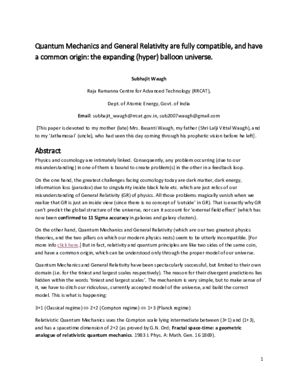 (PDF) Quantum Mechanics and General Relativity are fully compatible ...