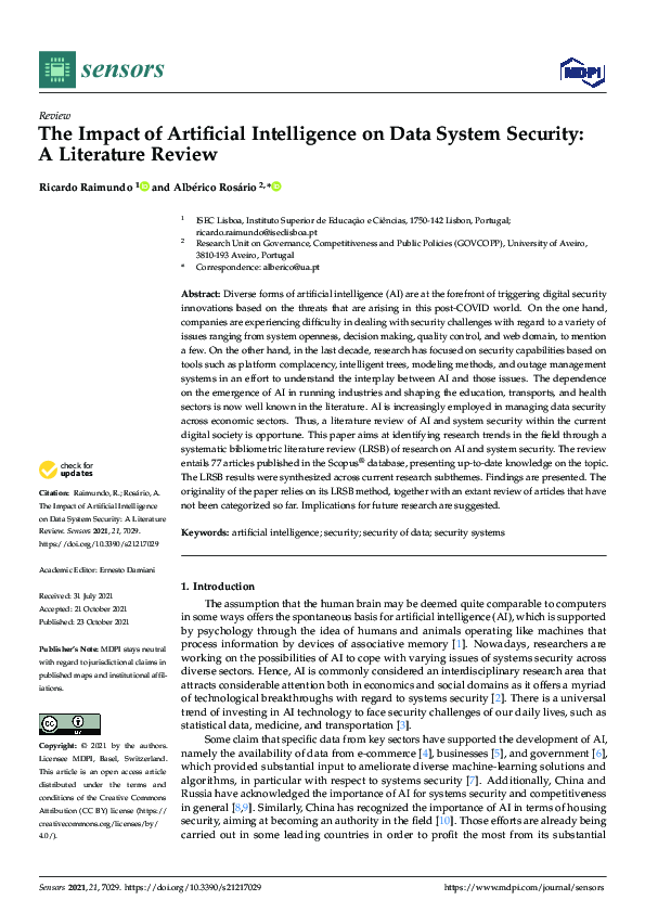 (PDF) The impact of Artificial Intelligence on Data System Security: A ...