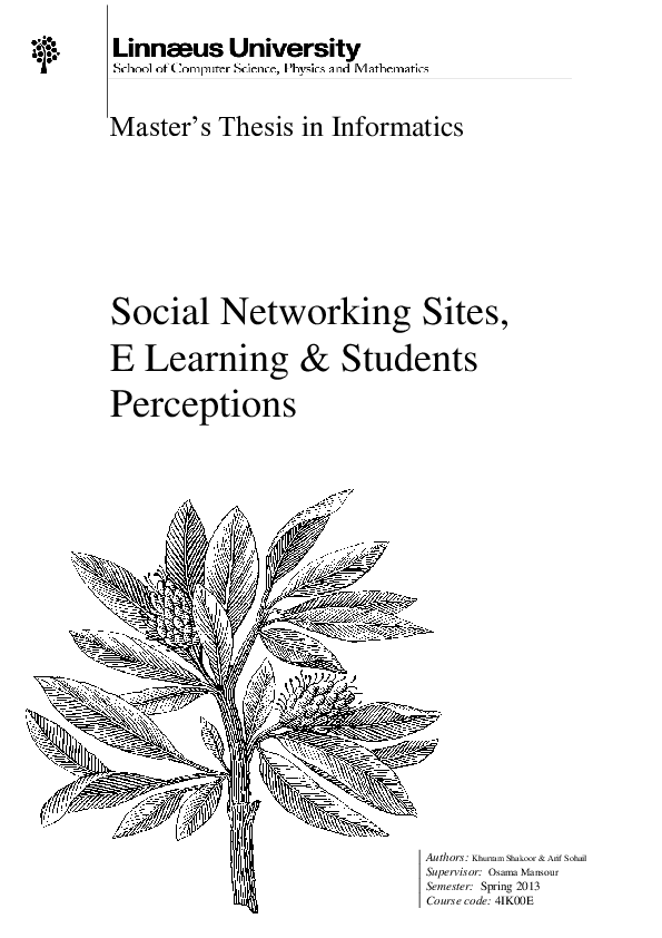 (PDF) Social Networking Sites, E Learning a Students Perceptions