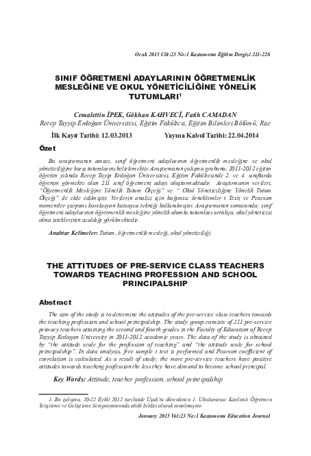 (PDF) The Attitudes of Pre-Service Class Teachers Towards Teaching ...